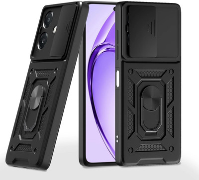 AIBEX Back Cover for Oppo A3x 4G / Oppo A3 5G / Oppo A3x 5G|D10 Tough Armor|Sliding Camera Shield|Ring Holder(Black, Rugged Armor, Pack of: 1)