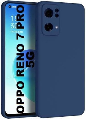 MobiLooks Back Cover for OPPO Reno7 Pro 5G, Liquid Silicone Case inner Microfiber Cloth(Blue, Camera Bump Protector, Silicon, Pack of: 1)