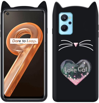 A3sprime Back Cover for realme 9i, |Soft Silicon with Drop Protective & 3D Heart Love Cat Shaped Case|(Black, 3D Case, Silicon, Pack of: 1)
