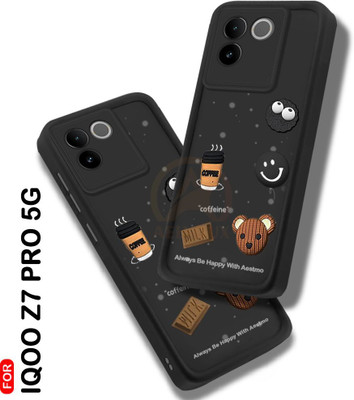 AelVouX Back Cover for iQOO Z7 Pro 5G(Black, 3D Case, Silicon, Pack of: 1)