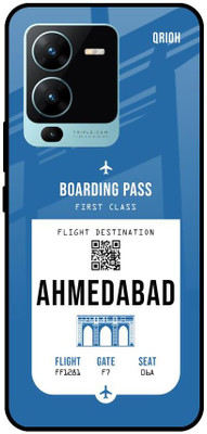 QRIOH Ahmedabad City Glass Back Cover for Vivo V25 Pro(Blue, Grip Case, Pack of: 1)