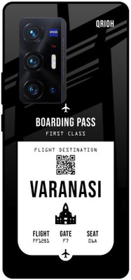 QRIOH Varanasi City Glass Back Cover for Vivo X70 Pro+(Black, Grip Case, Pack of: 1)