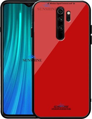 SUNSHINE Back Cover for REDMI NOTE-8 PRO, Luxurious 9H Toughened Glass Back Case Shockproof TPU Bumper(Red, Dual Protection, Pack of: 1)