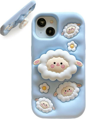 SwapME Back Cover for iPhone 16 Pro Max 3D Sheep Phone Case with Retractable Phone Stand, For Iphone 16 Pro Max(Blue, 3D Case, Silicon, Pack of: 1)