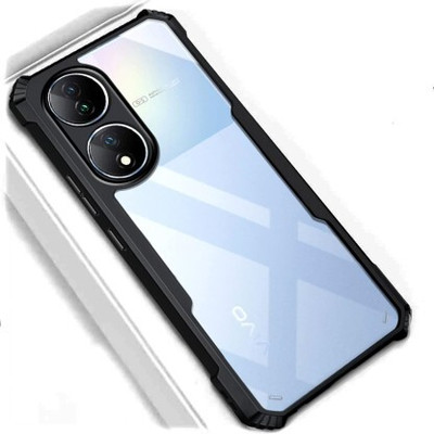 Celltown Back Cover for Vivo Y100 5G, Transparent Hybrid Hard PC Back TPU Bumper(Black, Shock Proof)