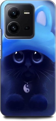 WallCraft Back Cover for Vivo V25 5G, V2228 CAT, CUTE CATE, LITTILE CAT, BLUE EYES, BLACK CAT(Multicolor, Dual Protection, Pack of: 1)