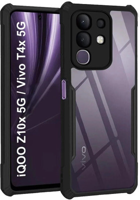 MdSafiandSon Back Cover for vivo T4x 5G(Transparent, Black, Shock Proof)