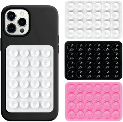 9Up Back Cover for Silicone Suction Phone Case Hands-Free Mirror Shower Mobile Holder for Selfies and Videos(Black, Grip Case, Silicon, Pack of: 3)