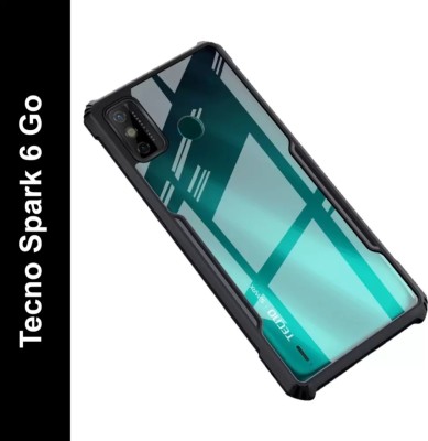rahul Back Cover for Tecno Spark 6 GO, Transparent Hybrid Hard PC Back TPU Bumper(Transparent, Grip Case, Pack of: 1)