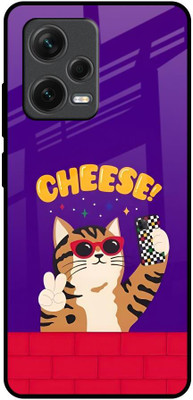 QRIOH Glass Back Cover for Redmi Note 12 Pro 5G(Purple, Grip Case, Pack of: 1)