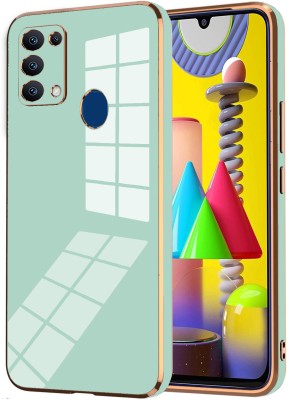 VAPRIF Back Cover for Samsung Galaxy M31 Prime, Golden Line, Premium Soft Chrome Case | Silicon Gold Border(Green, Shock Proof, Silicon, Pack of: 1)