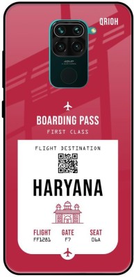 QRIOH Haryana City Glass Back Cover for Mi Redmi Note 9(Red, Grip Case, Pack of: 1)