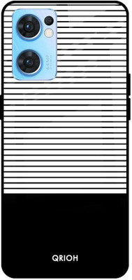 QRIOH Glass Back Cover for Oppo Reno7 5G(Multicolor, Grip Case, Silicon, Pack of: 1)