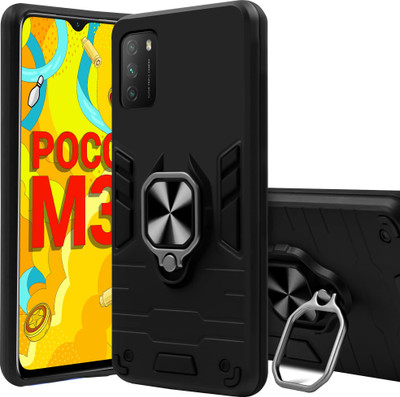 SMARTPOCKET Back Cover for Poco M3(Black, Rugged Armor, Pack of: 1)