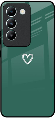 QRIOH Glass Back Cover for Vivo Y200e 5G(Green, Grip Case, Pack of: 1)