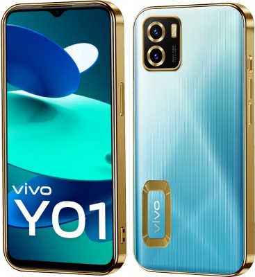 ANTICA Back Cover for Vivo Y01 |Logo Showing Case Cover(Gold, Camera Bump Protector, Silicon, Pack of: 1)