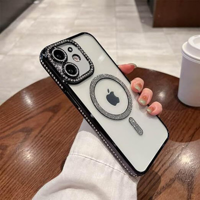 EXOTIC FLOURISH Back Cover for Apple Iphone 11, Full Camera Protection Rhinestone Luxury Plating Bling(Black, Dual Protection, Pack of: 1)