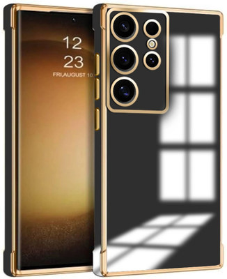 RESOURIS Back Cover for SAMSUNG Galaxy S25 Ultra 5G(Black, Gold, Camera Bump Protector, Silicon, Pack of: 1)