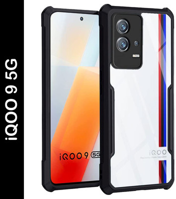 AIZLO Back Cover for iQOO 9 5G(Black, Camera Bump Protector, Pack of: 1)