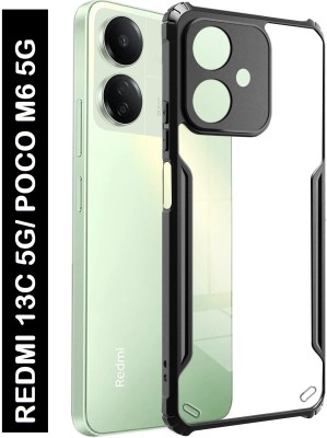 KWINE CASE Back Cover for Redmi 13C 5G, Poco M6 5G(Black, Transparent, Shock Proof, Silicon, Pack of: 1)