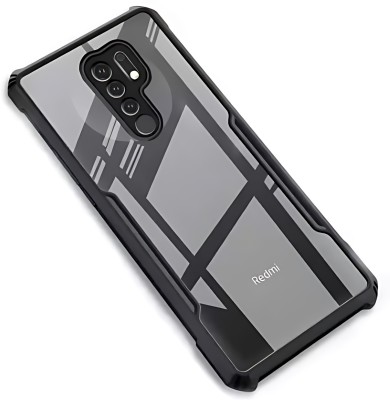 Sarju Back Cover for Mi Redmi 9 Prime, POCO M2, POCO M2 Reloaded, back case cover(Black, Transparent, Shock Proof, Pack of: 1)