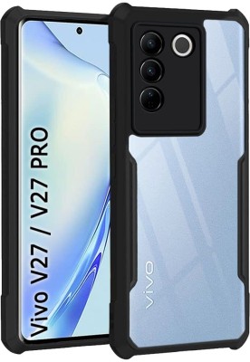star craftune Back Cover for Vivo V27 V27 PRO 5G |Shockproof Crystal Clear|360Degree Protection |Transparent Back Cover(Black, Grip Case, Silicon, Pack of: 1)