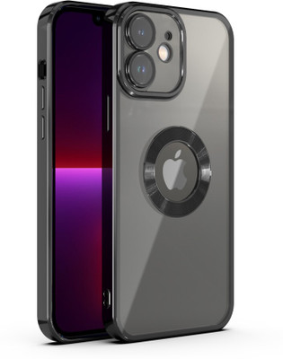 HSRPRO Back Cover for ELECTROPLATING LOGO CUT IPHONE 12(Black, Electroplated, Pack of: 1)