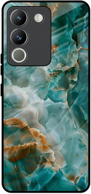 QRIOH Glass Back Cover for Vivo Y200 5G(Green, Grip Case, Pack of: 1)