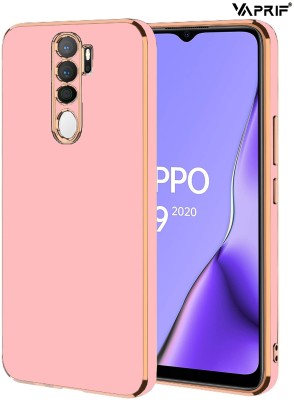VAPRIF Back Cover for Oppo A9(2020), Oppo A5(2020), Golden Line, Premium Soft Chrome Case | Silicon Gold Border(Pink, Shock Proof, Silicon, Pack of: 1)