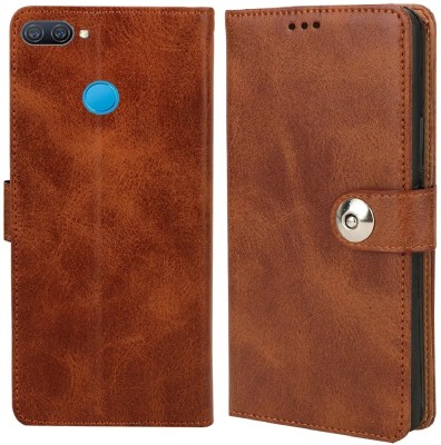 CaseDeal Back Cover for Oppo A12, Model CPH2083, CPH2077 Inside Pockets with Leather Finish & Inbuilt Stand(Brown, Shock Proof, Pack of: 1)