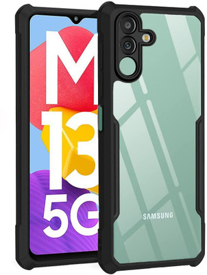 SnapStar Back Cover for Samsung Galaxy M13 5G(Crystal-Clear Back Panel | Black TPU Bumper | Slim & Lightweight)(Black, Transparent, Shock Proof, Pack of: 1)