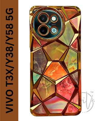 LAMANIYA Back Cover for Vivo T3X 5G, Vivo Y38 5G, Vivo Y58 5G(Gold, Grip Case, Silicon, Pack of: 1)