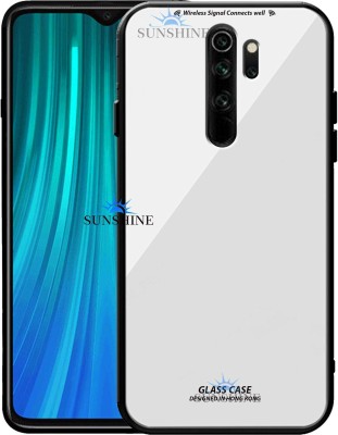 SUNSHINE Back Cover for REDMI NOTE-8 PRO, Luxurious 9H Toughened Glass Back Case Shockproof TPU Bumper(White, Dual Protection, Pack of: 1)