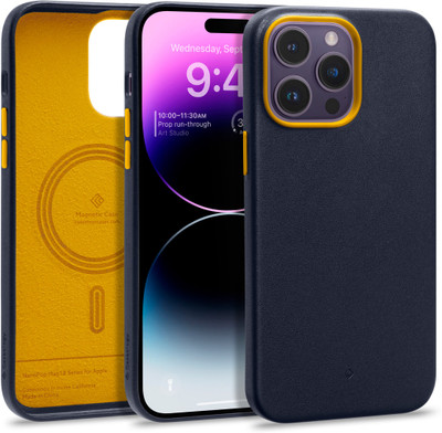 Caseology by Spigen Nano Pop Mag Leather Back Cover for Apple iPhone 14 Pro Max(Blue, Magsafe, Pack of: 1)