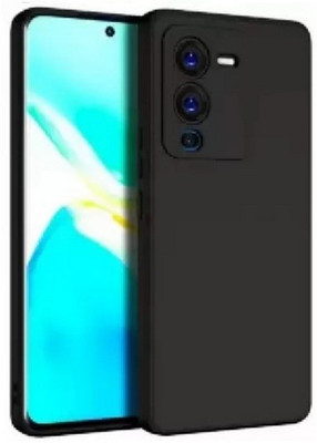 S-Softline Back Cover for Vivo V25 Pro 5G, Microfiber Cloth Cushion shock-absorbent/scratch resistant(Black, Silicon)