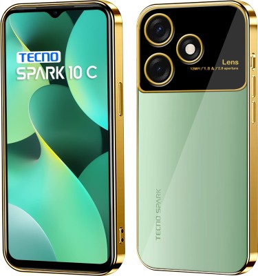 TKTHUB Back Cover for Tecno Spark 10C 4G Camera & Lens Guard Protection Soft Clear Case Ultra Thin(Gold, Shock Proof, Silicon, Pack of: 1)