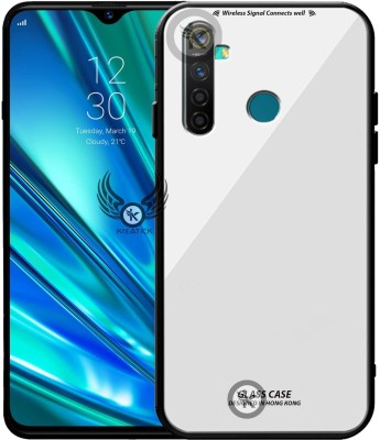 Kreatick Back Cover for REALME-5 PRO, Luxurious 9H Toughened Glass Back Case Shockproof TPU Bumper(White, Dual Protection, Pack of: 1)