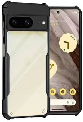 S-Softline Back Cover for Google Pixel 8, Transparent Soft Silicon TPU Shockproof(Black)