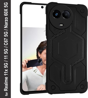 Zapcase Back Cover for Realme 11x 5G(Black, Grip Case, Silicon, Pack of: 1)