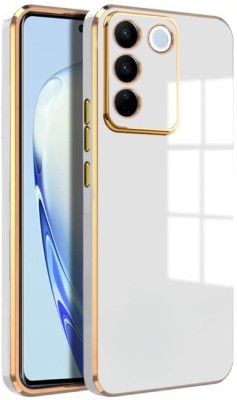 A3sprime Back Cover for vivo V27 5G, |Soft Silicon Golden Side Colored with Drop Protective Case|(White, Camera Bump Protector, Silicon, Pack of: 1)