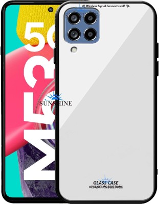 SUNSHINE Back Cover for SAMSUNG-M53 (5G), Luxurious 9H Toughened Glass Back Case Shockproof TPU Bumper(White, Dual Protection, Pack of: 1)