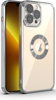 FIXTOTEL Back Cover for Apple iPhone 12 Pro Max, iPhone 12 Pro Max, Electroplating Logo View(Silver, Transparent, Camera Bump Protector, Pack of: 1)