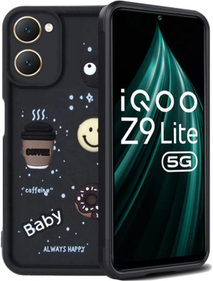 MOBIDEER Back Cover for iQOO Z9 Lite 5G, Vivo T3 Lite 5G, Vivo Y03, Vivo Y18, Vivo Y28s,, 3D Cartoon Coffee Emoji(Black, Matte Finish, Silicon, Pack of: 1)