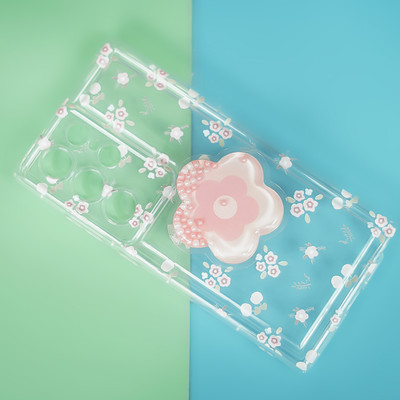 PEEPERLY Back Cover for Samsung Galaxy S24 Ultra Cute Korean Floral Phone Gripper Case(Pink, Grip Case, Pack of: 1)