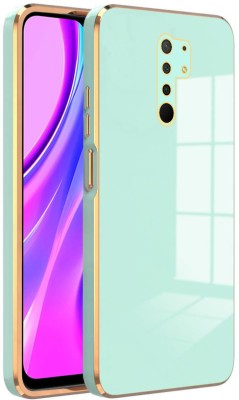Meephone Back Cover for Mi Redmi 9 Prime, POCO M2(Green, Gold, Electroplated, Silicon, Pack of: 1)