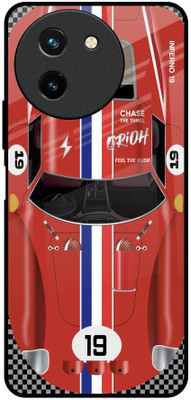 QRIOH Glass Back Cover for Vivo T3X 5G(Red, Grip Case, Pack of: 1)