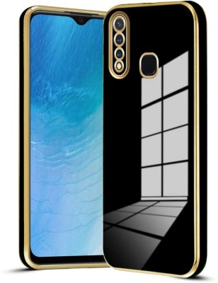 Mobilive Back Cover for Vivo Y19 Electroplating Chrome Case With Golden Edge(Black, Shock Proof, Pack of: 1)