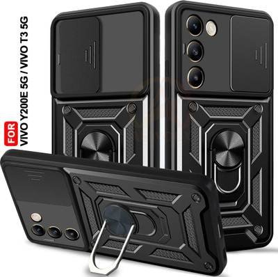 AelVouX Back Cover for Vivo T3 5G, Vivo Y200E 5G(Black, Ring Case, Pack of: 1)