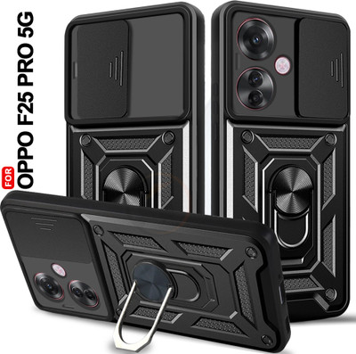 AelVouX Back Cover for Oppo F25 Pro 5G(Black, Ring Case, Pack of: 1)