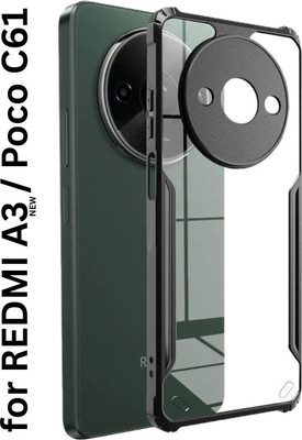 Cyber Telecom Back Cover for Redmi A3 & Poco C62, Durable Design, Raised Camera Cutout & Enhanced Grip, Black Side Lining(Transparent, Grip Case, Silicon, Pack of: 1)